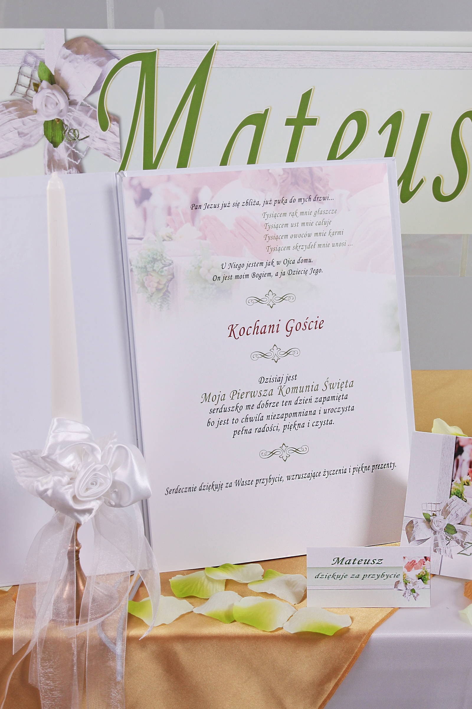 Personalized decorative communion set - Children's white - obraz 3