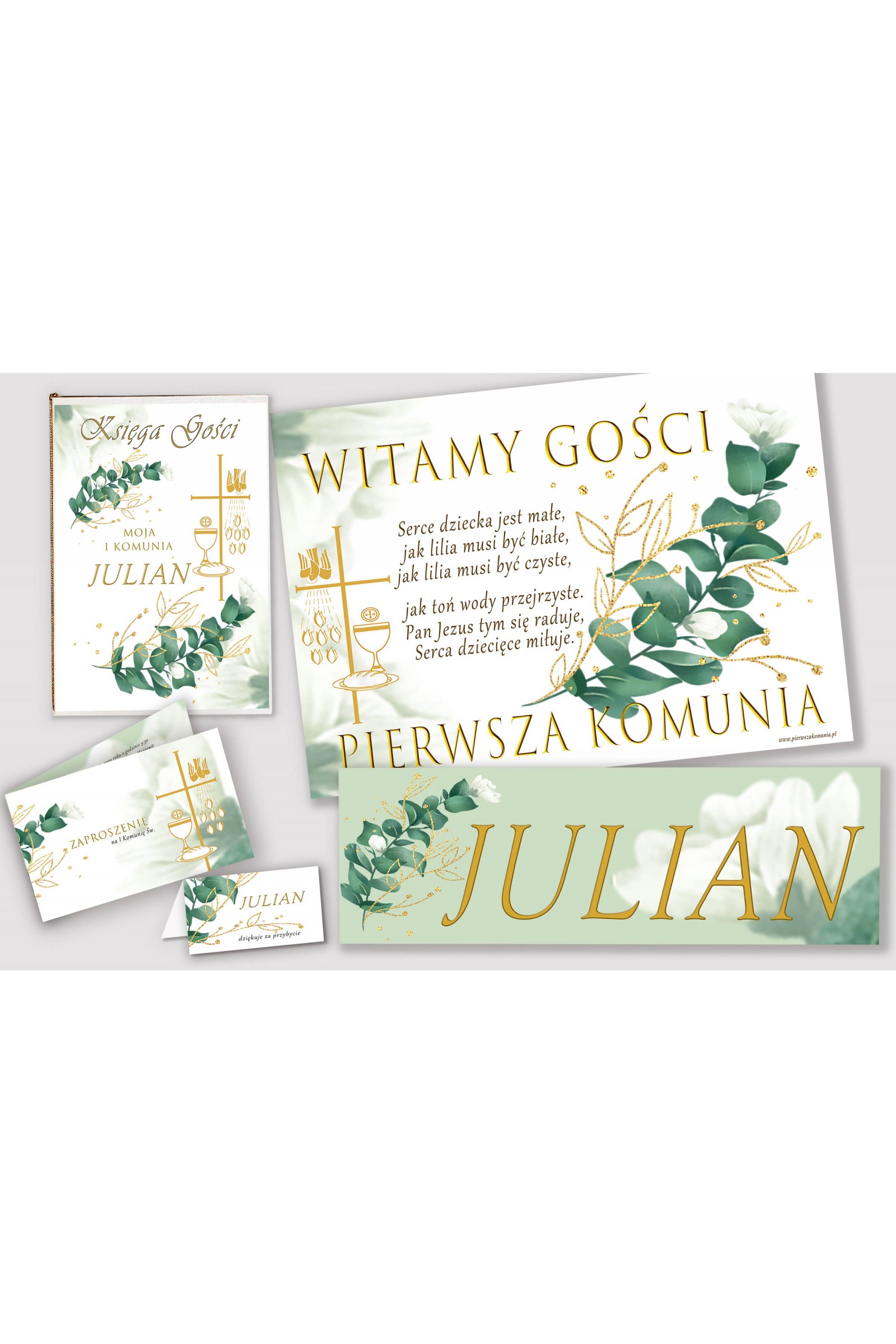 Personalized decorative communion set - White petal Personalized decorative communion set - White petal - obraz 1