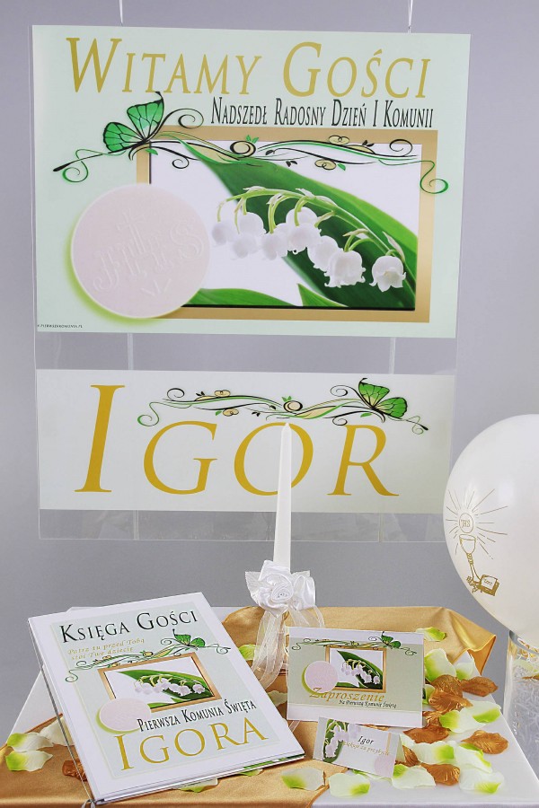 Personalized decorative communion set - Lily of the Valley Personalized decorative communion set - Lily of the Valley - obraz 0
