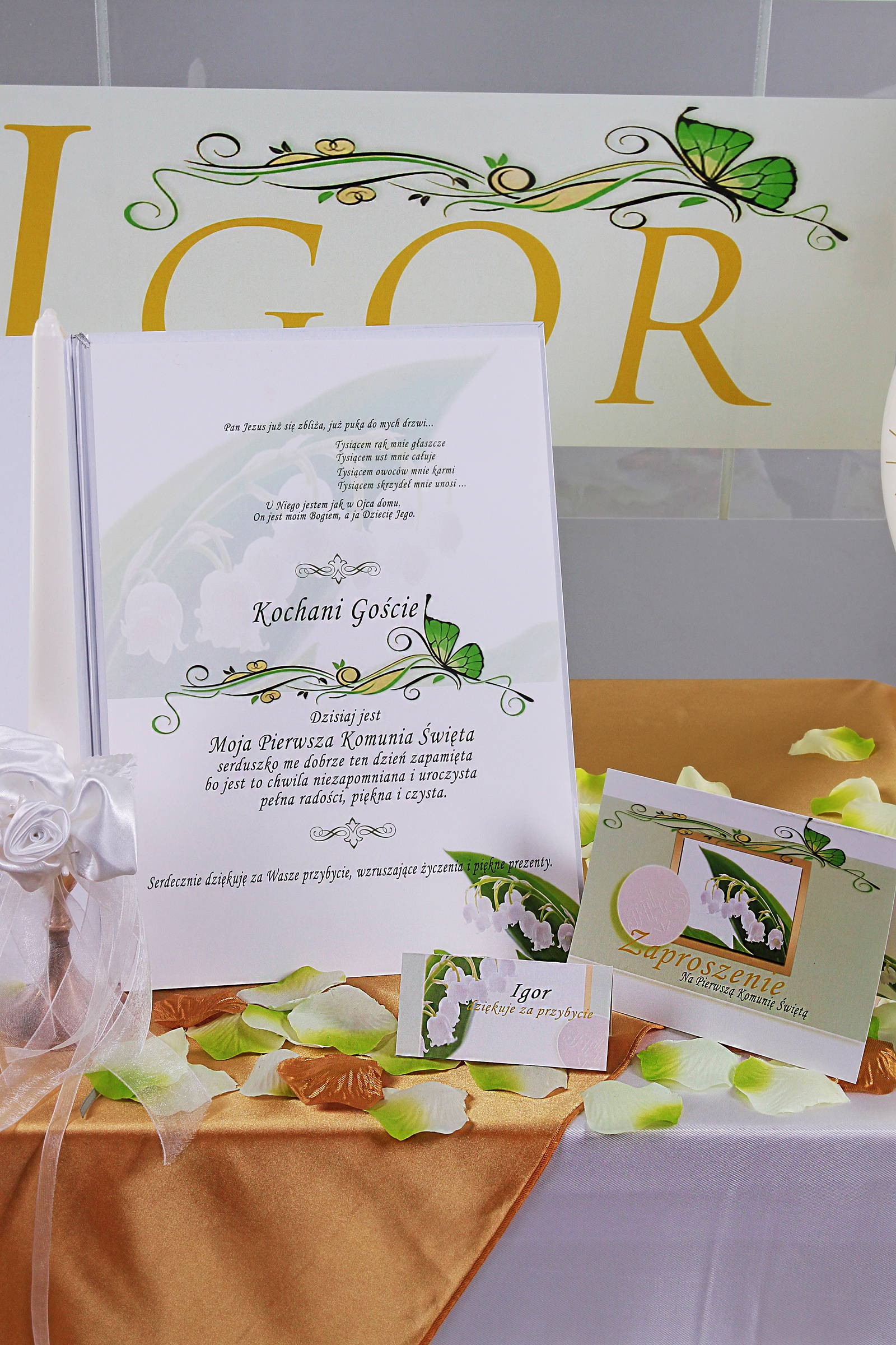 Personalized decorative communion set - Lily of the Valley Personalized decorative communion set - Lily of the Valley - obraz 3