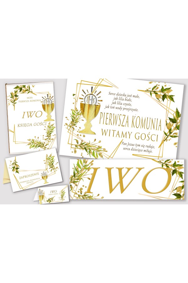 Personalized decorative communion set - Golden charms Personalized decorative communion set - Golden charms - obraz 1