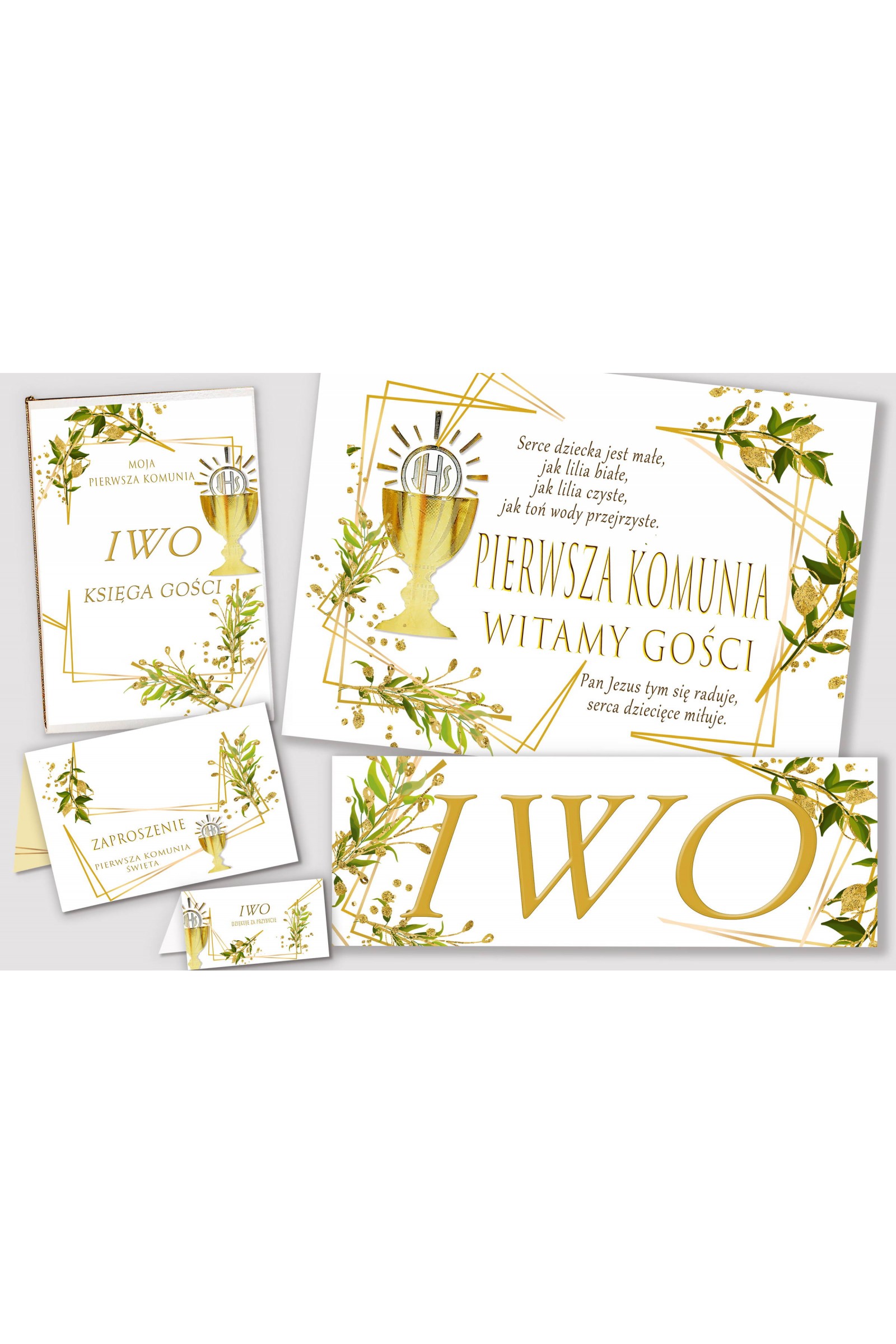 Personalized decorative communion set - Golden charms Personalized decorative communion set - Golden charms - obraz 1