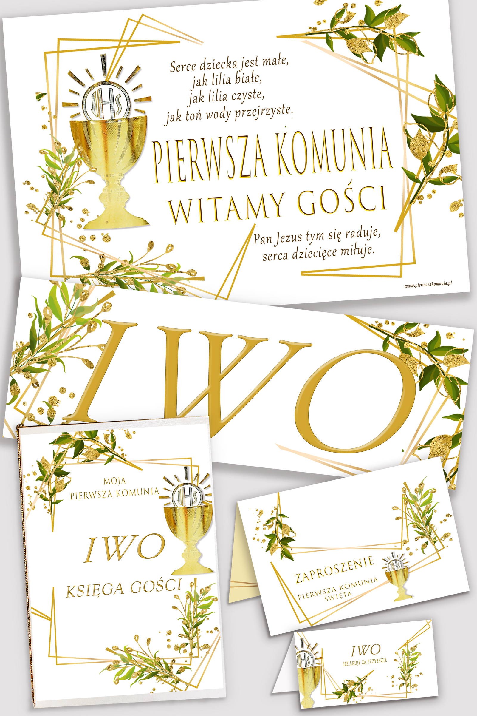 Personalized decorative communion set - Golden charms Personalized decorative communion set - Golden charms - obraz 0