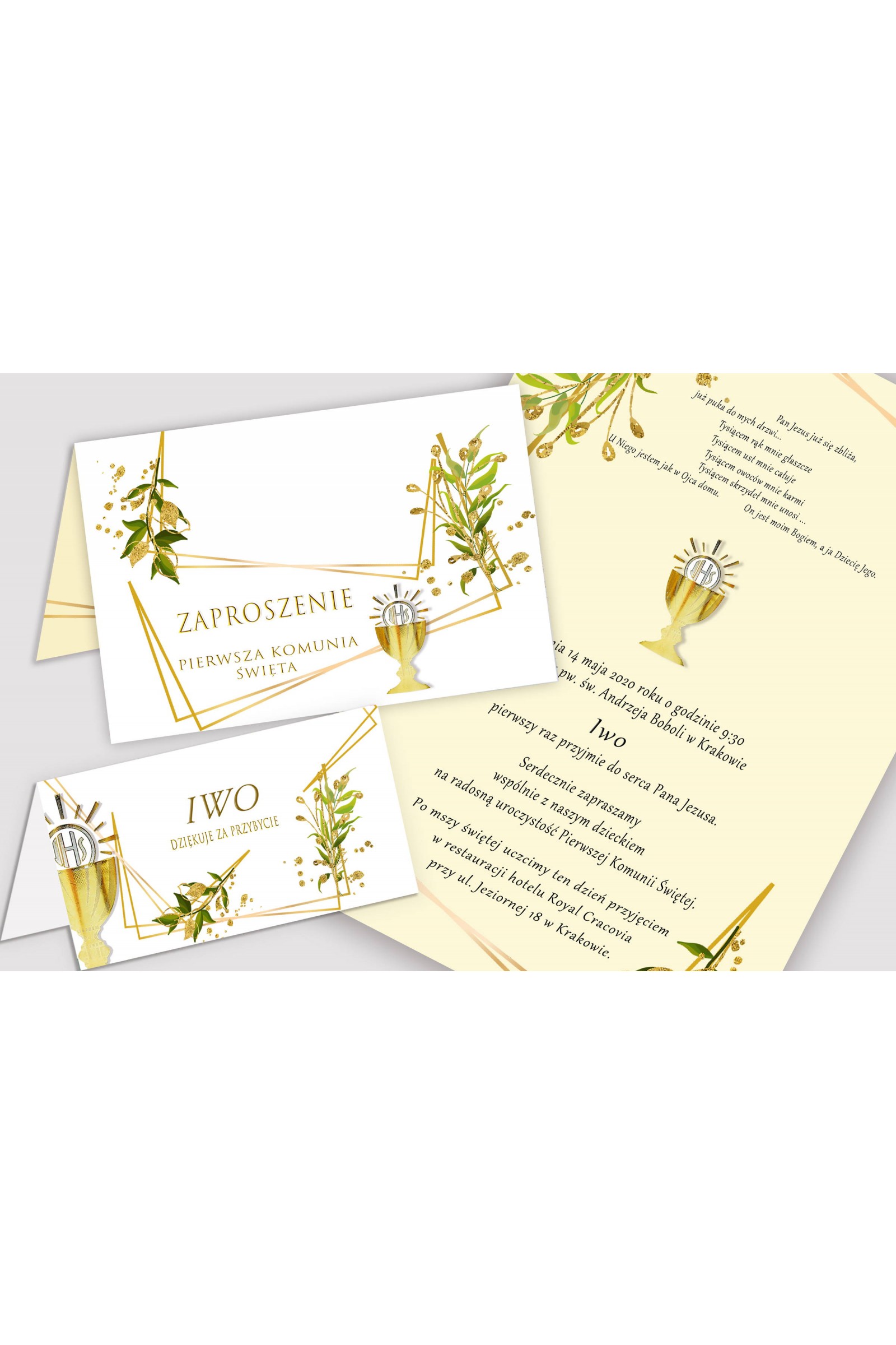 Personalized decorative communion set - Golden charms Personalized decorative communion set - Golden charms - obraz 5