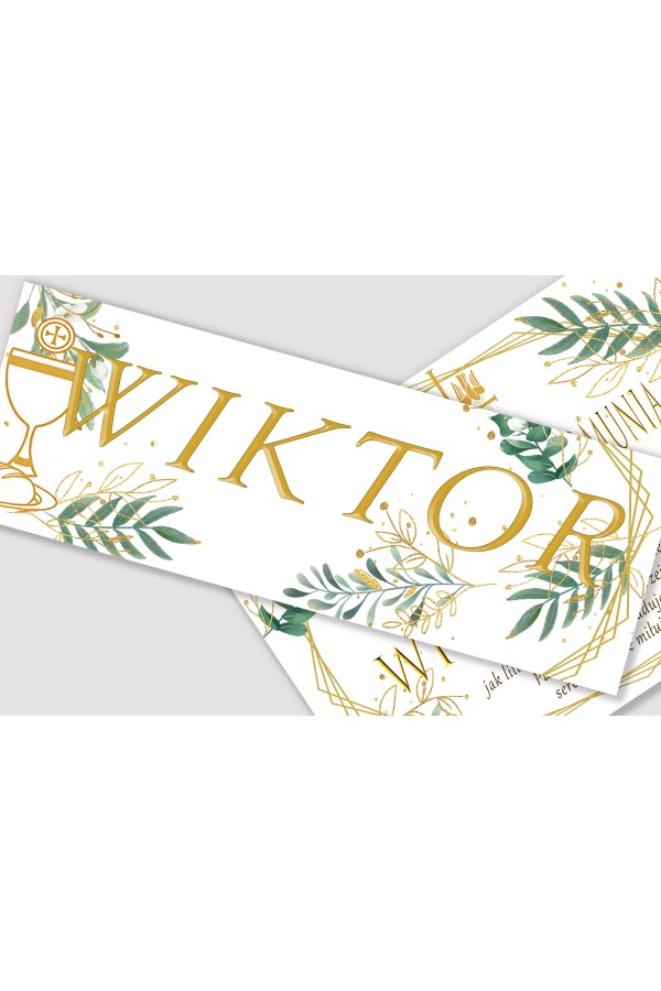 Personalized decorative communion set - Gold and twigs Personalized decorative communion set - Gold and twigs - obraz 2