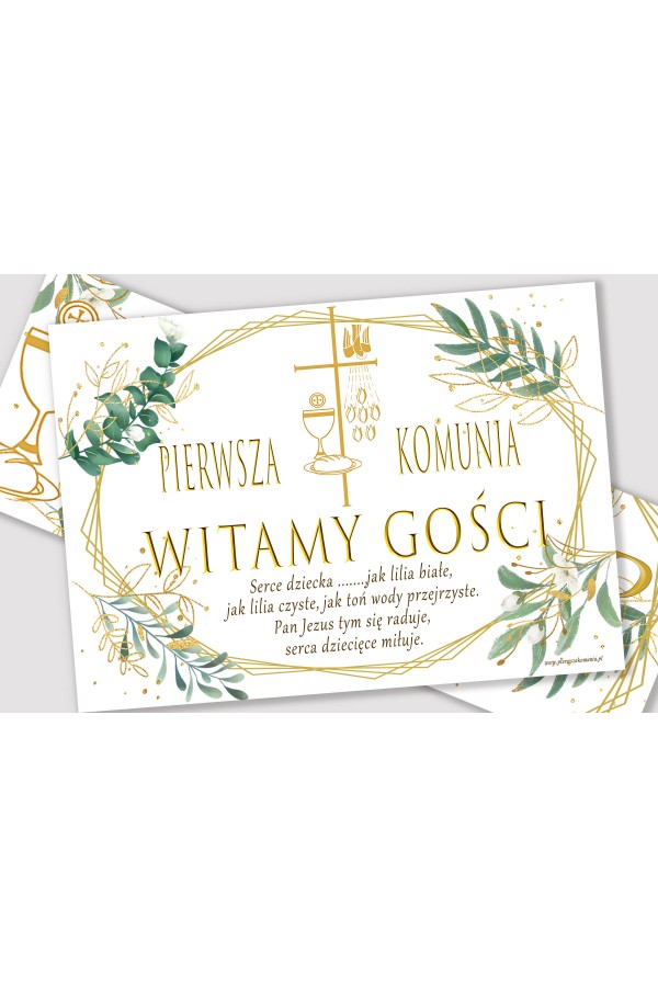 Personalized decorative communion set - Gold and twigs Personalized decorative communion set - Gold and twigs - obraz 3