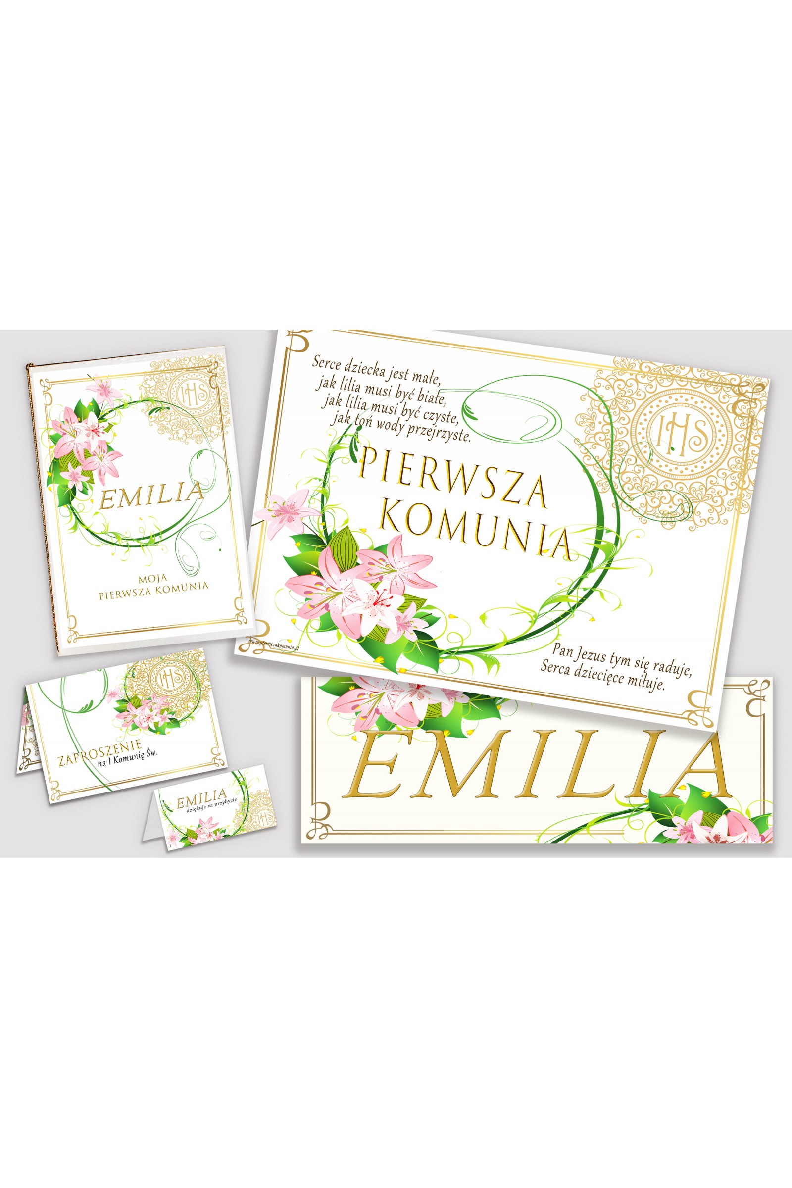 Personalized decorative communion set - Delicacy of lilies Personalized decorative communion set - Delicacy of lilies - obraz 1