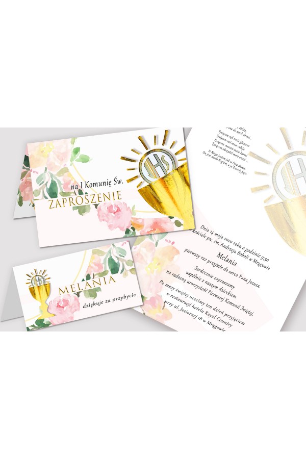 Personalized decorative communion set - Watercolor pink Personalized decorative communion set - Watercolor pink - obraz 5