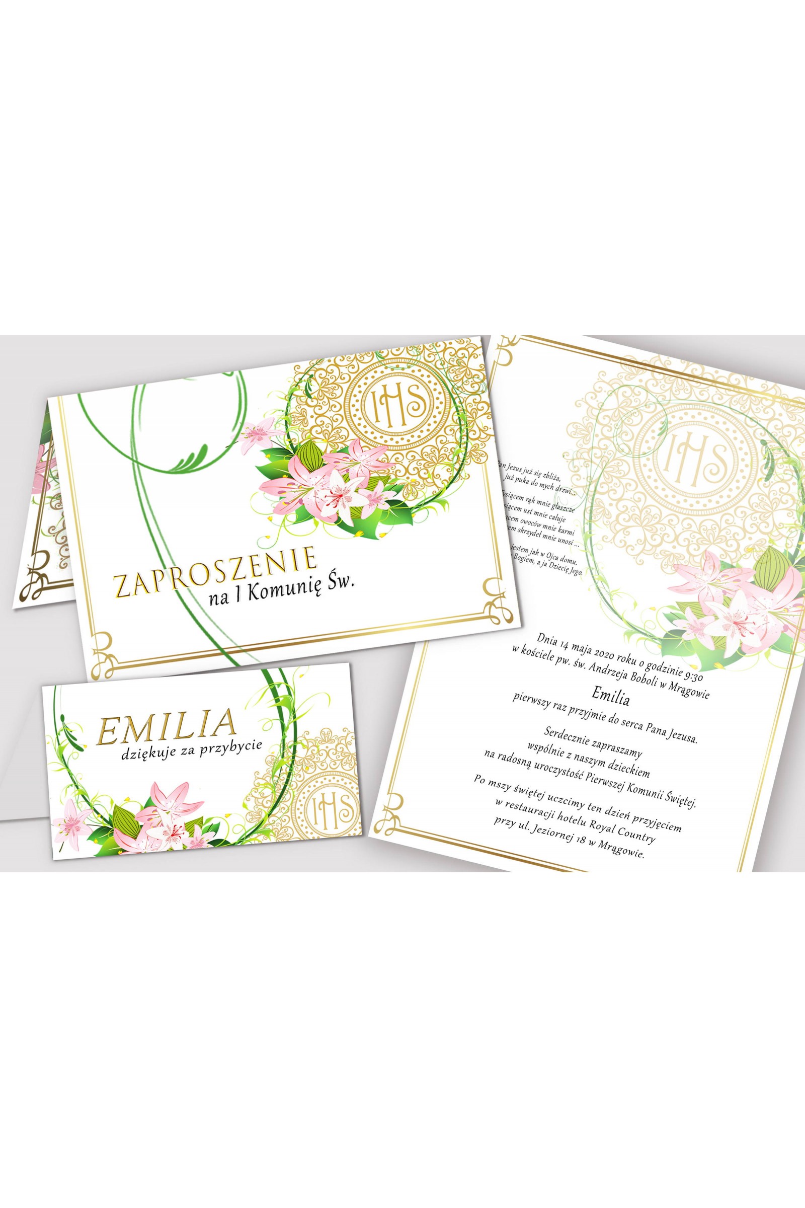 Personalized decorative communion set - Delicacy of lilies Personalized decorative communion set - Delicacy of lilies - obraz 5