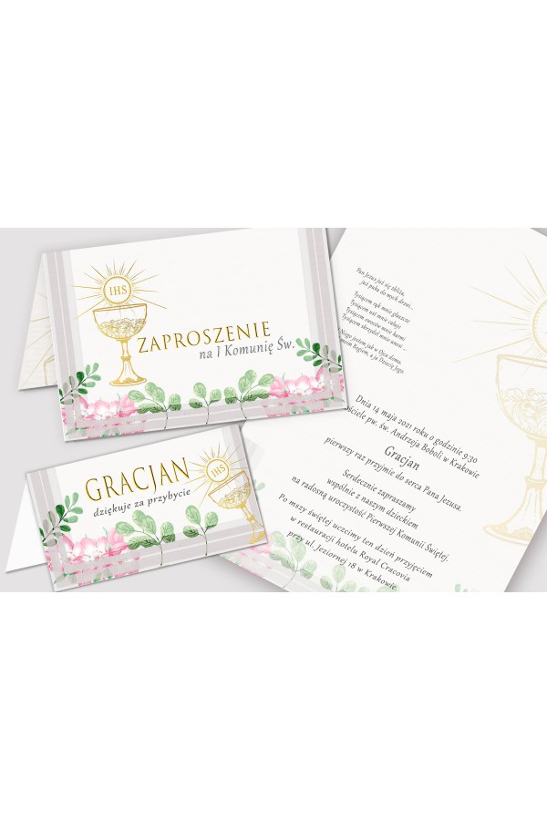 Personalized decorative communion set - Watercolor violets Personalized decorative communion set - Watercolor violets - obraz 5