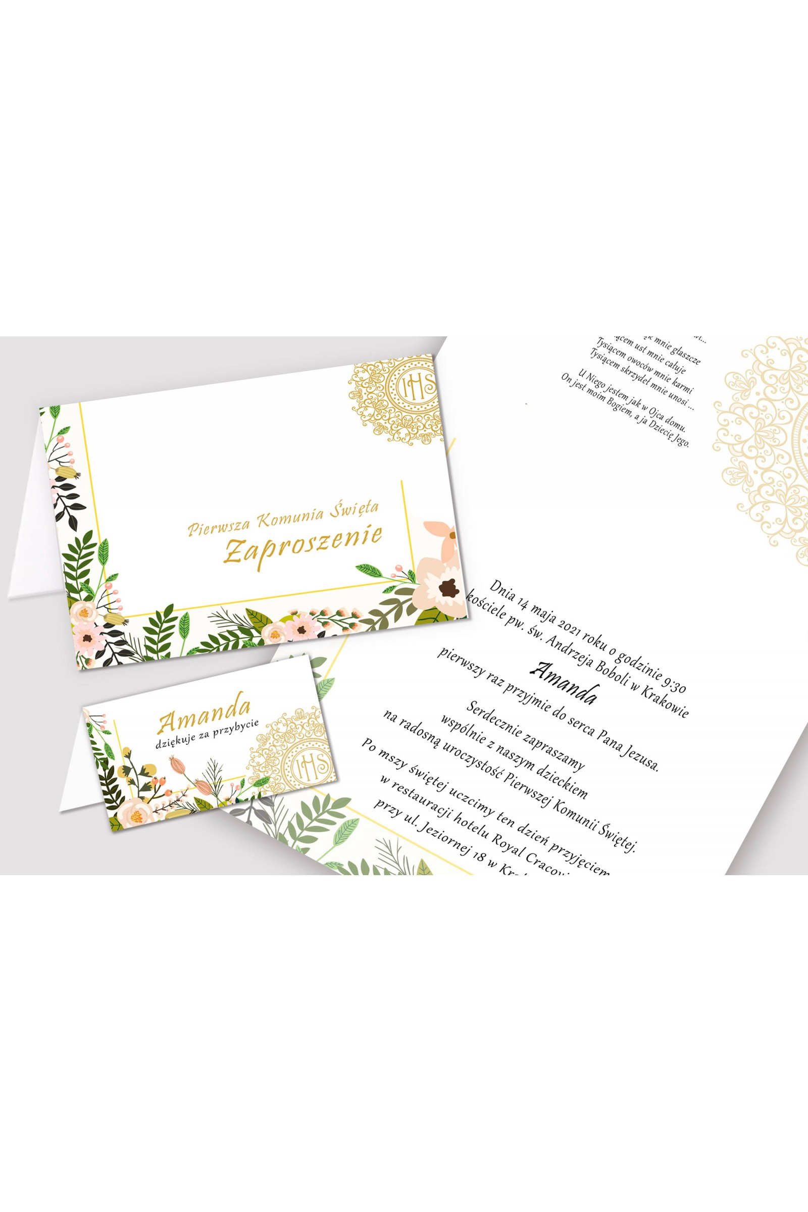 Personalized decorative communion set - Pastel poppies Personalized decorative communion set - Pastel poppies - obraz 5