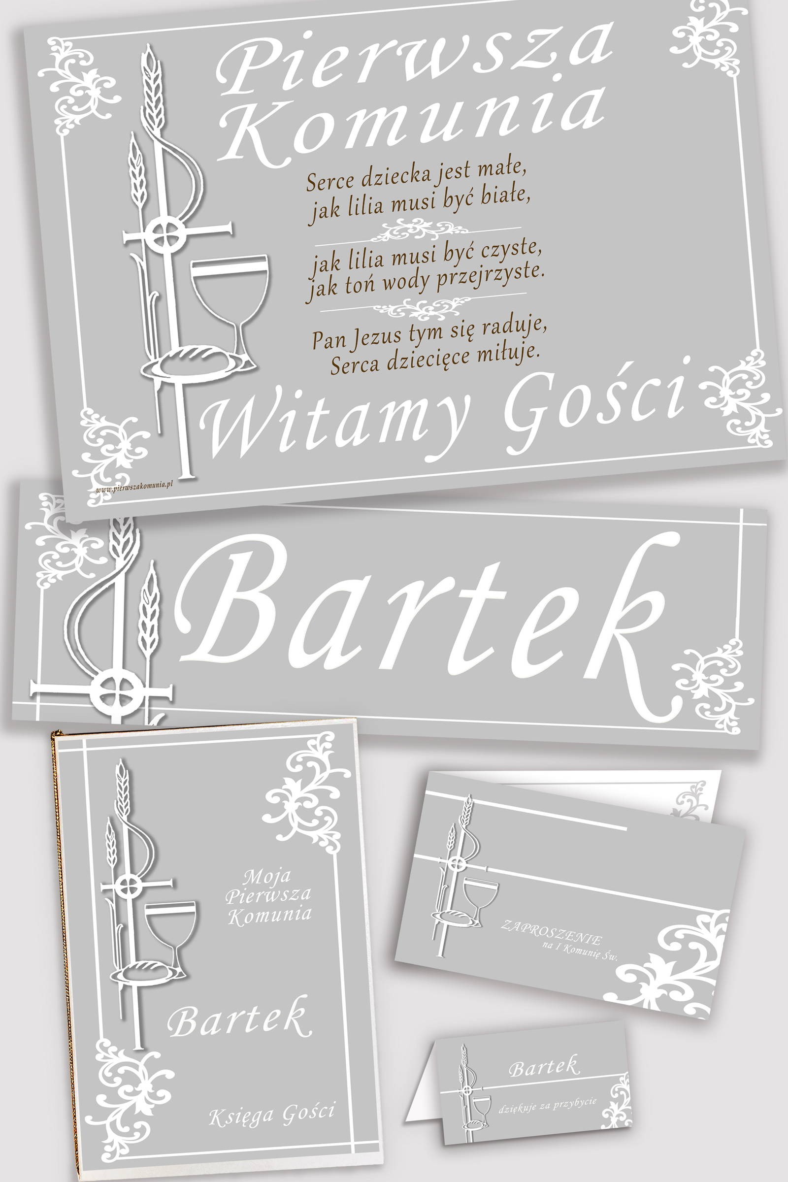 Personalized decorative communion set - White elegance Personalized decorative communion set - White elegance - obraz 0