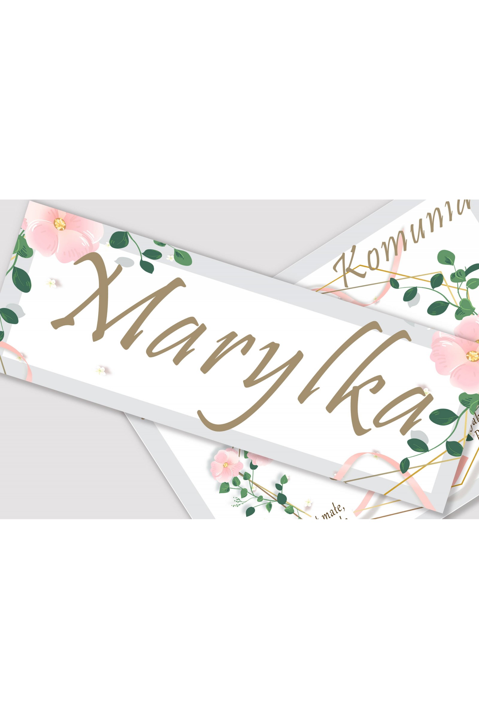 Personalized decorative communion set - Pink ribbon Personalized decorative communion set - Pink ribbon - obraz 2