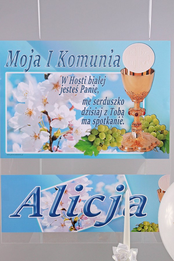 Personalized decorative communion set - Turquoise apple tree Personalized decorative communion set - Turquoise apple tree - obraz 1