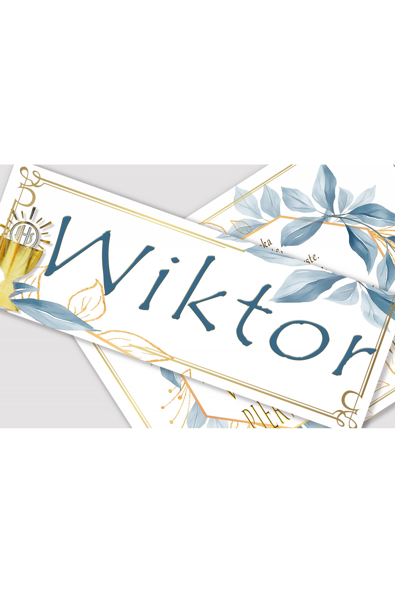 Personalized decorative communion set - Gold with a touch of navy blue Personalized decorative communion set - Gold with a touch of navy blue - obraz 2