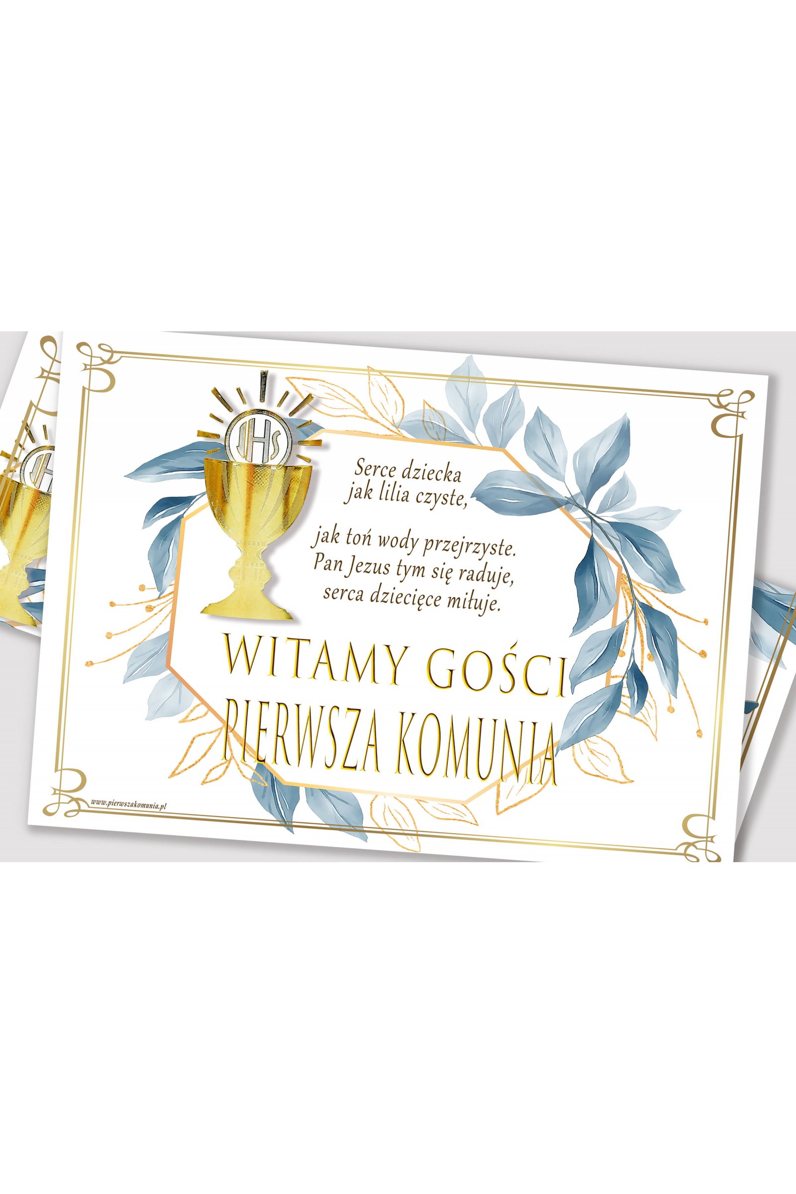Personalized decorative communion set - Gold with a touch of navy blue Personalized decorative communion set - Gold with a touch of navy blue - obraz 3
