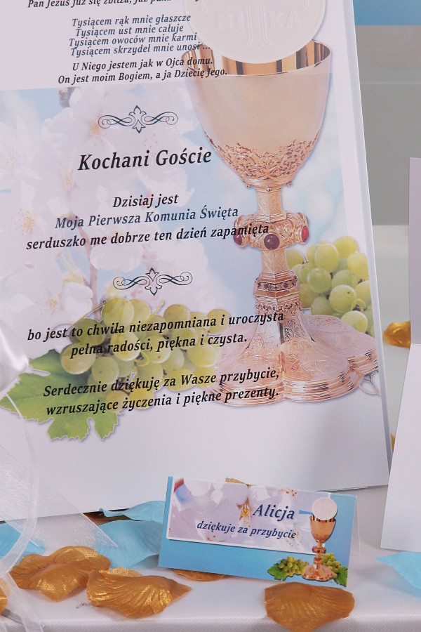 Personalized decorative communion set - Turquoise apple tree Personalized decorative communion set - Turquoise apple tree - obraz 6