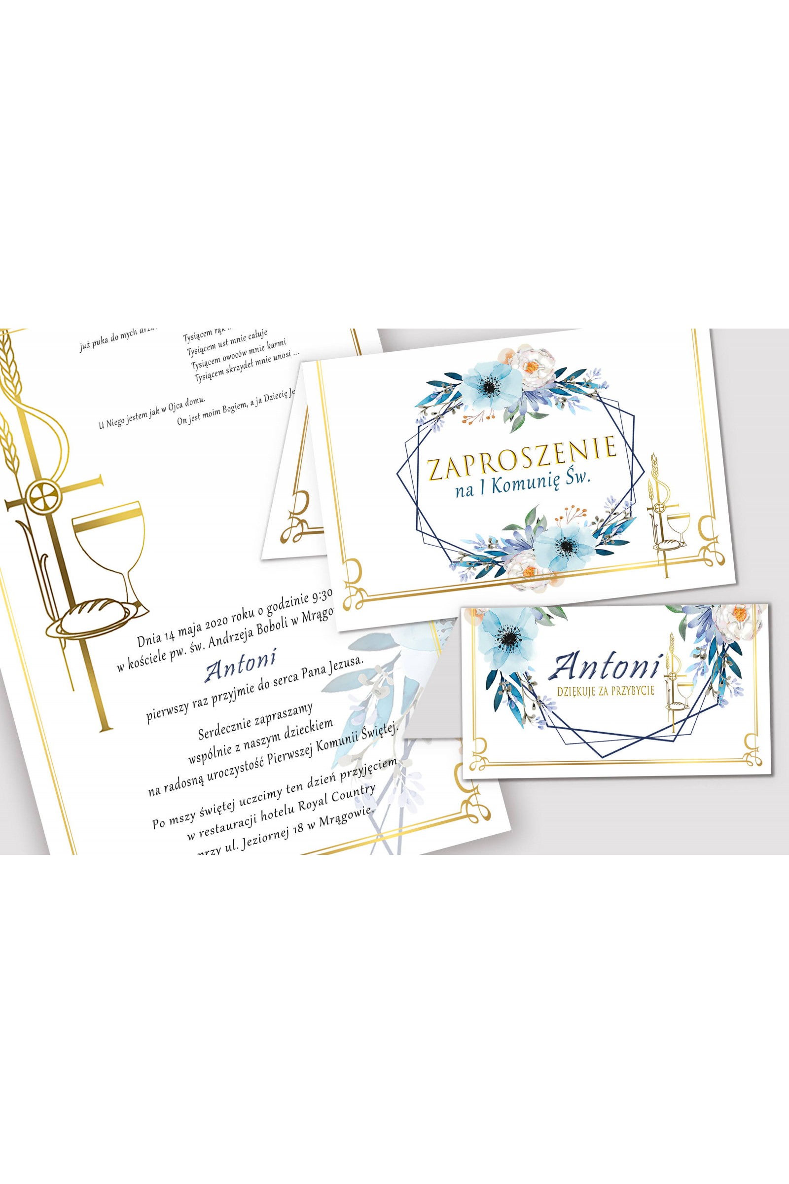 Personalized decorative communion set - Blue Watercolor Personalized decorative communion set - Blue Watercolor - obraz 5