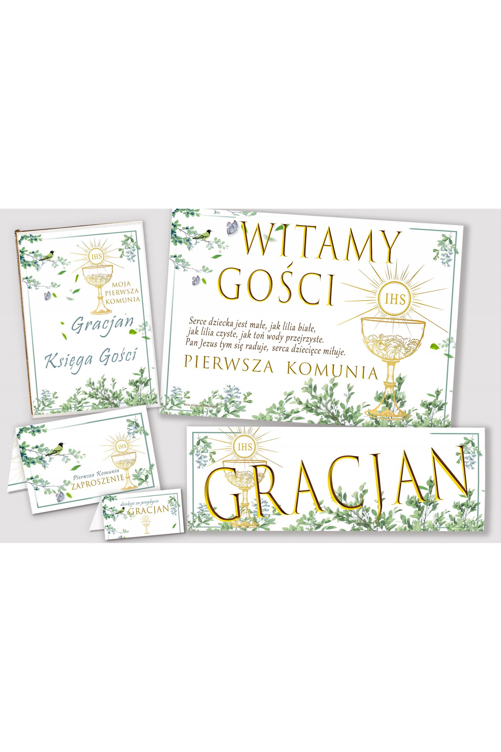 Personalized decorative communion set - Nightingale in the grove Personalized decorative communion set - Nightingale in the grove - obraz 1