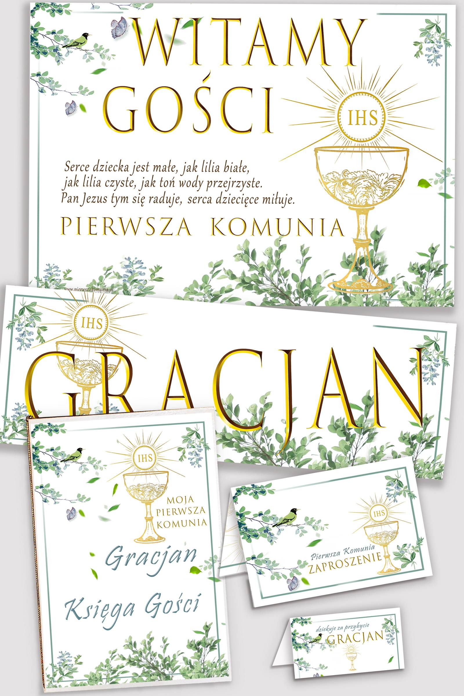 Personalized decorative communion set - Nightingale in the grove Personalized decorative communion set - Nightingale in the grove - obraz 0