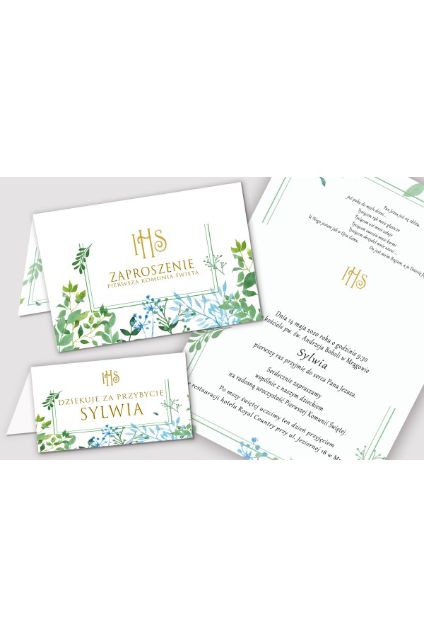 Personalized decorative communion set - Spring leaves Personalized decorative communion set - Spring leaves - obraz 5