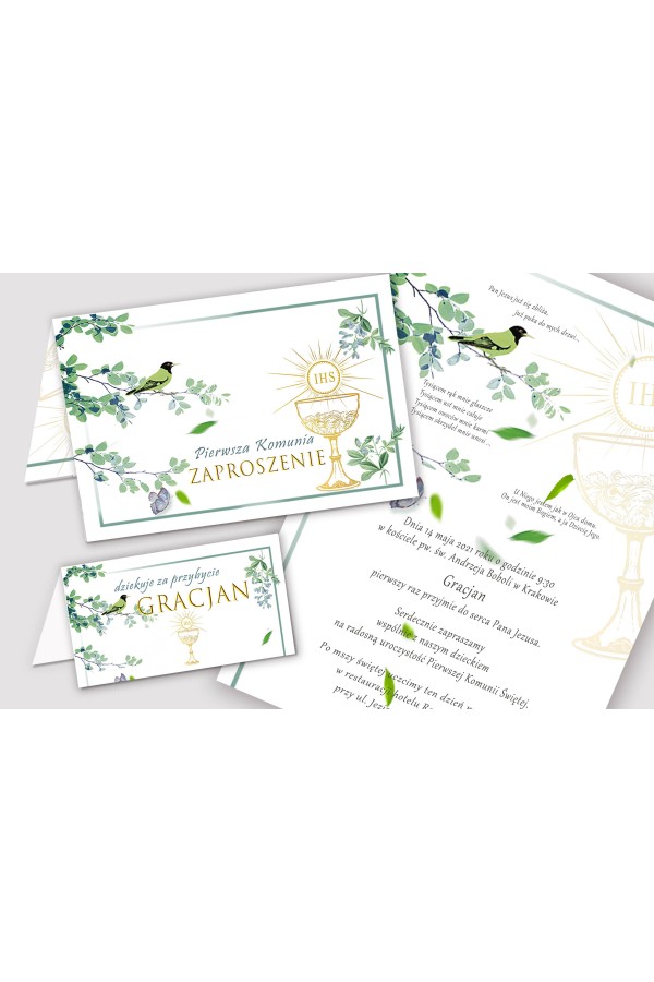 Personalized decorative communion set - Nightingale in the grove Personalized decorative communion set - Nightingale in the grove - obraz 5