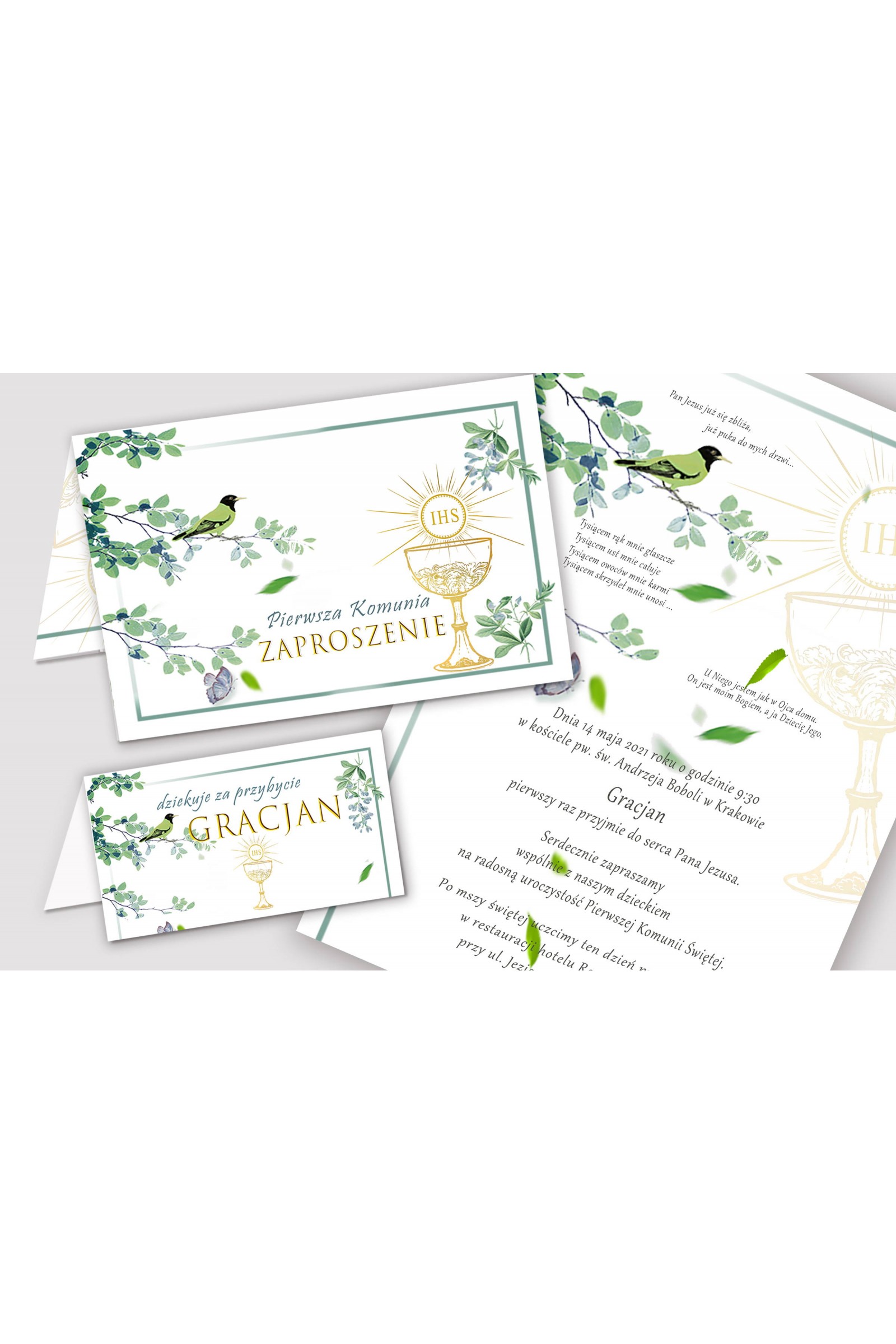 Personalized decorative communion set - Nightingale in the grove Personalized decorative communion set - Nightingale in the grove - obraz 5