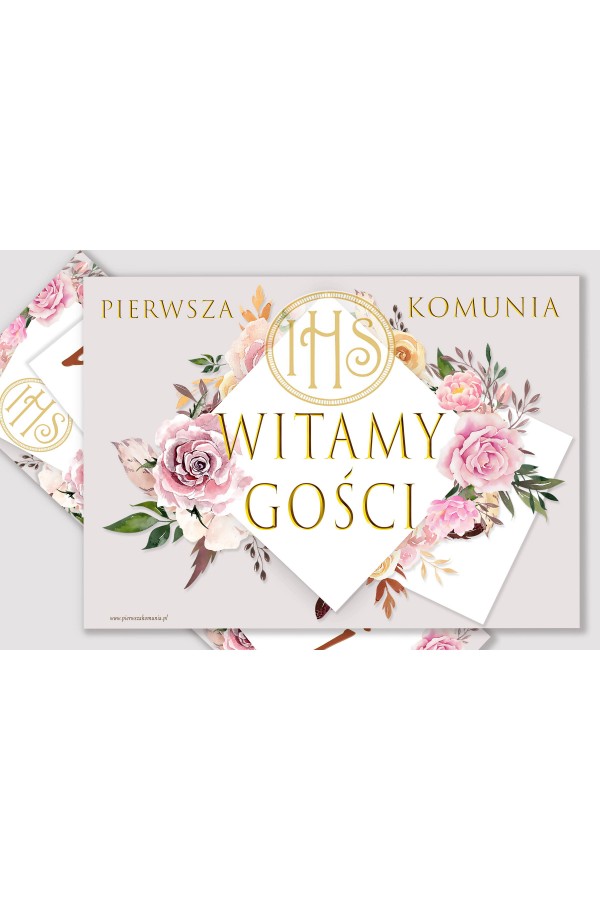 Personalized decorative communion set - Peony and rose - obraz 3