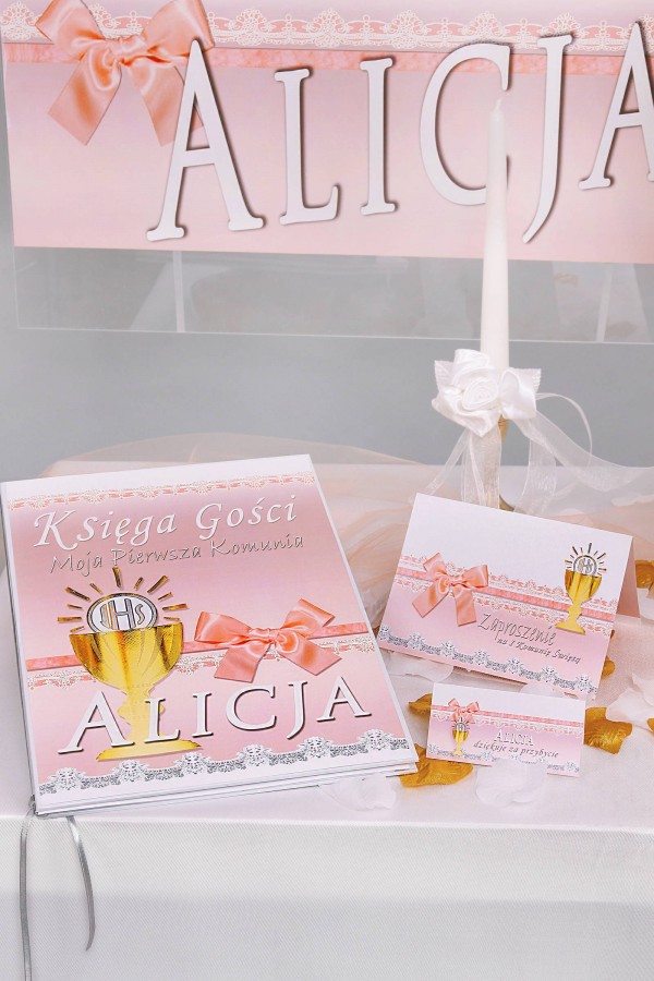 Personalized decorative communion set - Lace pink Personalized decorative communion set - Lace pink - obraz 2