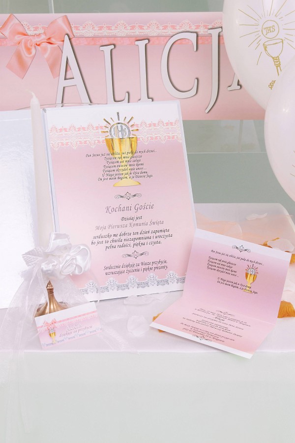 Personalized decorative communion set - Lace pink Personalized decorative communion set - Lace pink - obraz 3