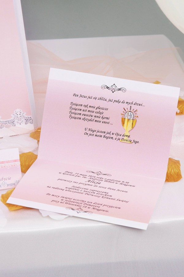 Personalized decorative communion set - Lace pink Personalized decorative communion set - Lace pink - obraz 4