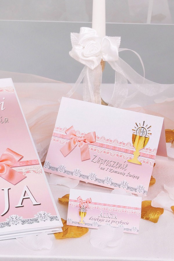 Personalized decorative communion set - Lace pink Personalized decorative communion set - Lace pink - obraz 5