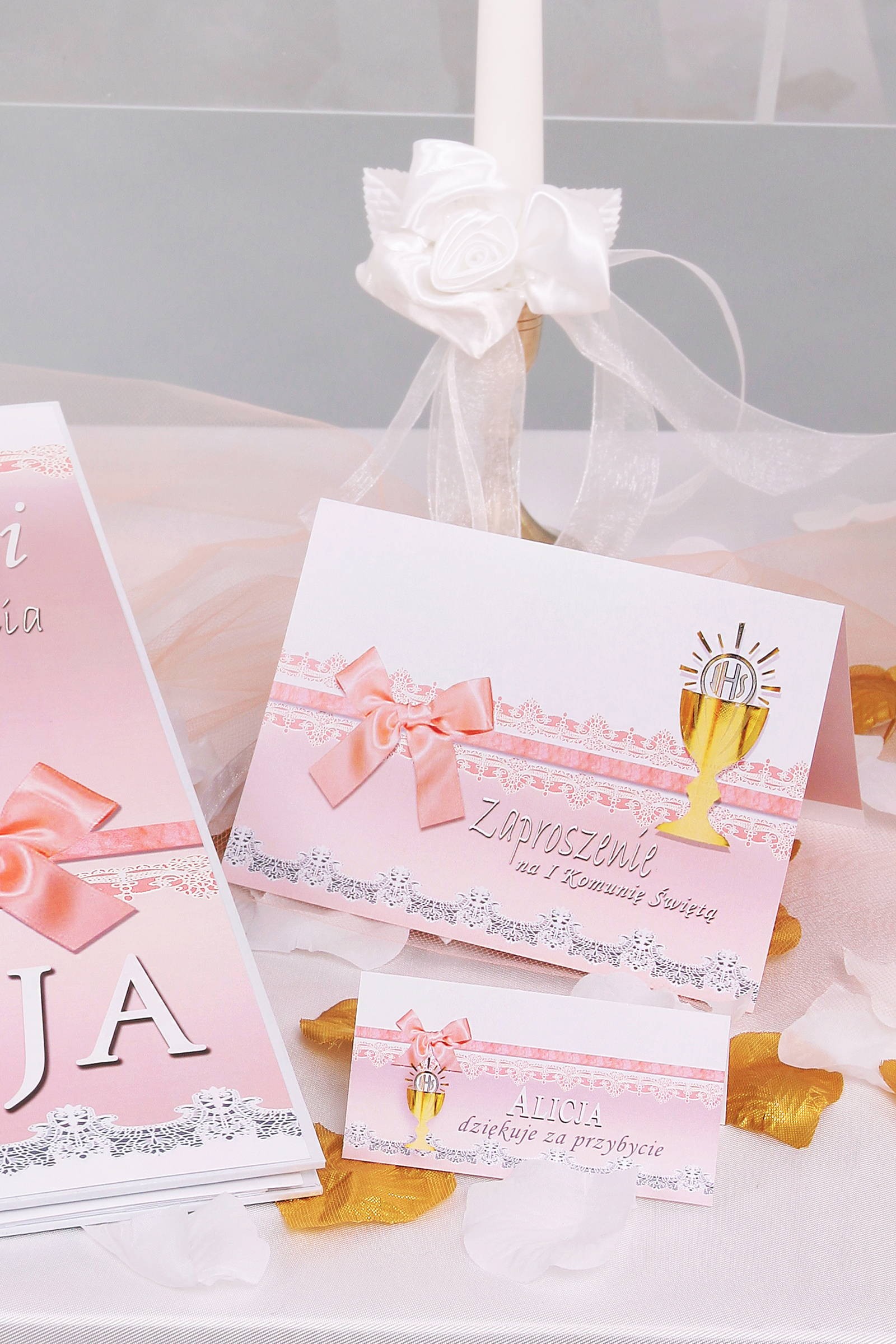 Personalized decorative communion set - Lace pink Personalized decorative communion set - Lace pink - obraz 5