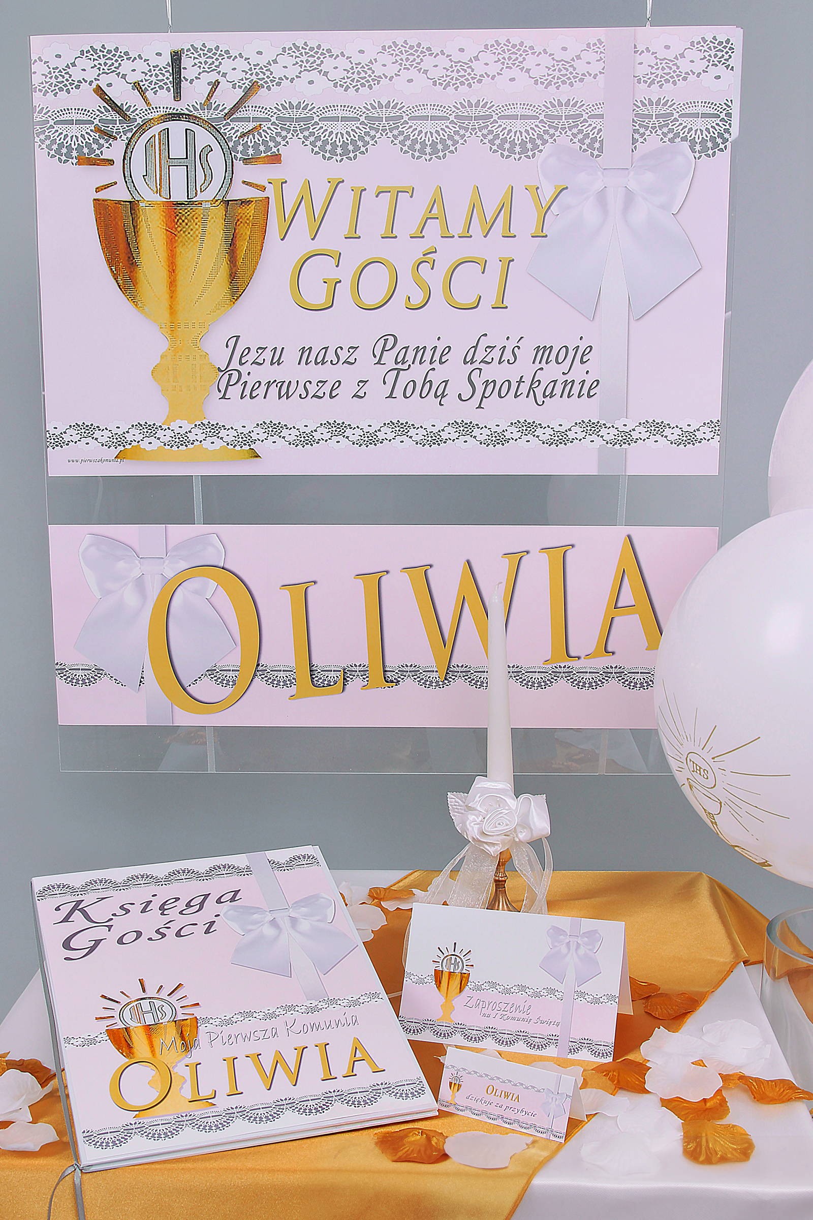 Personalized decorative communion set - Lace white Personalized decorative communion set - Lace white - obraz 0