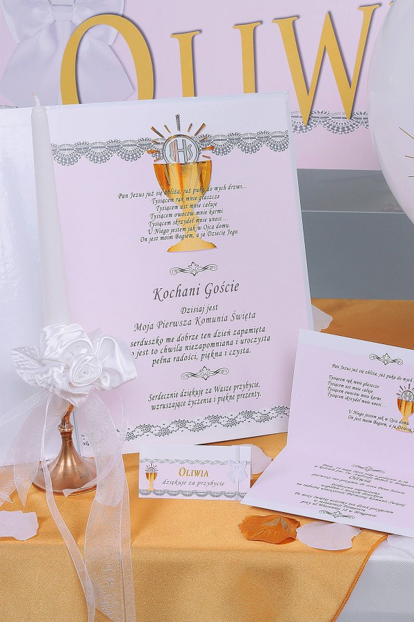 Personalized decorative communion set - Lace white Personalized decorative communion set - Lace white - obraz 3