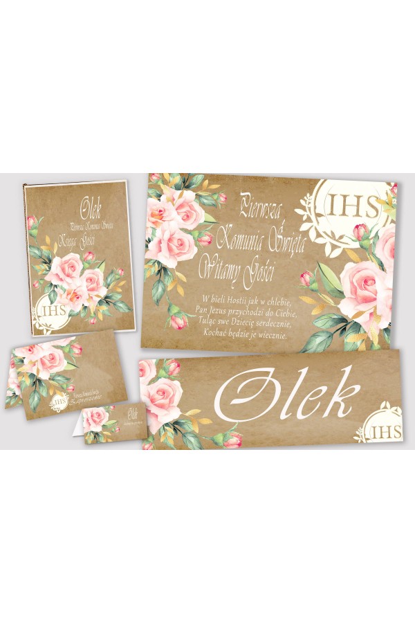 Personalized decorative communion set - Parchment bouquet Personalized decorative communion set - Parchment bouquet - obraz 1