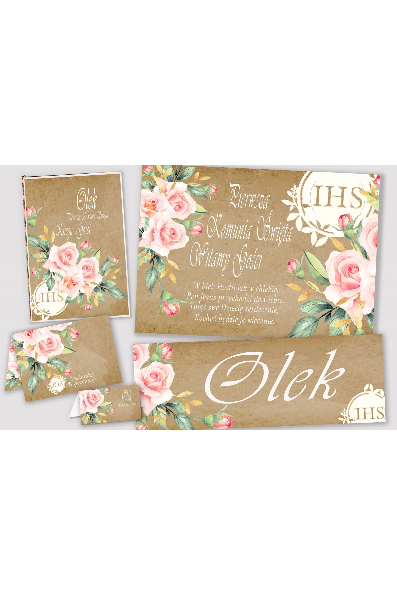 Personalized decorative communion set - Parchment bouquet Personalized decorative communion set - Parchment bouquet - obraz 1