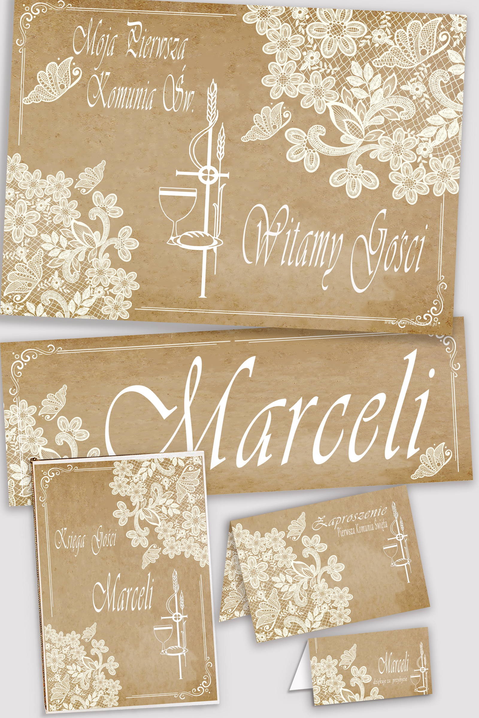 Personalized decorative communion set - Parchment butterfly Personalized decorative communion set - Parchment butterfly - obraz 0