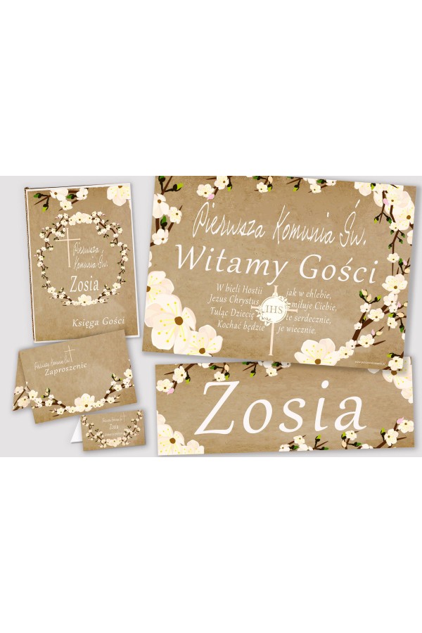 Personalized decorative communion set - Parchment orchard Personalized decorative communion set - Parchment orchard - obraz 1