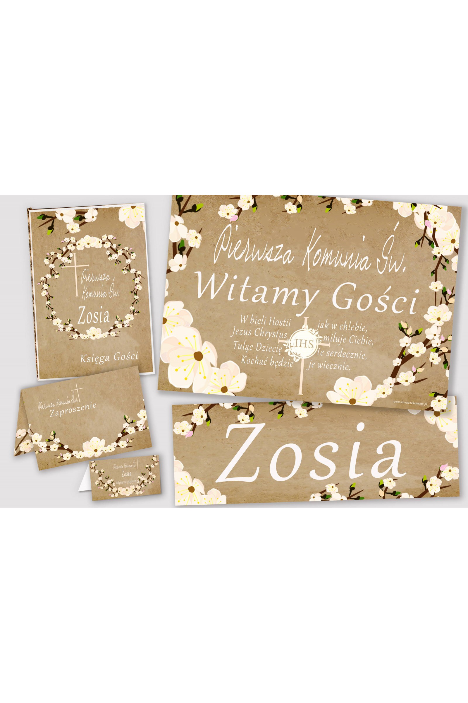 Personalized decorative communion set - Parchment orchard Personalized decorative communion set - Parchment orchard - obraz 1