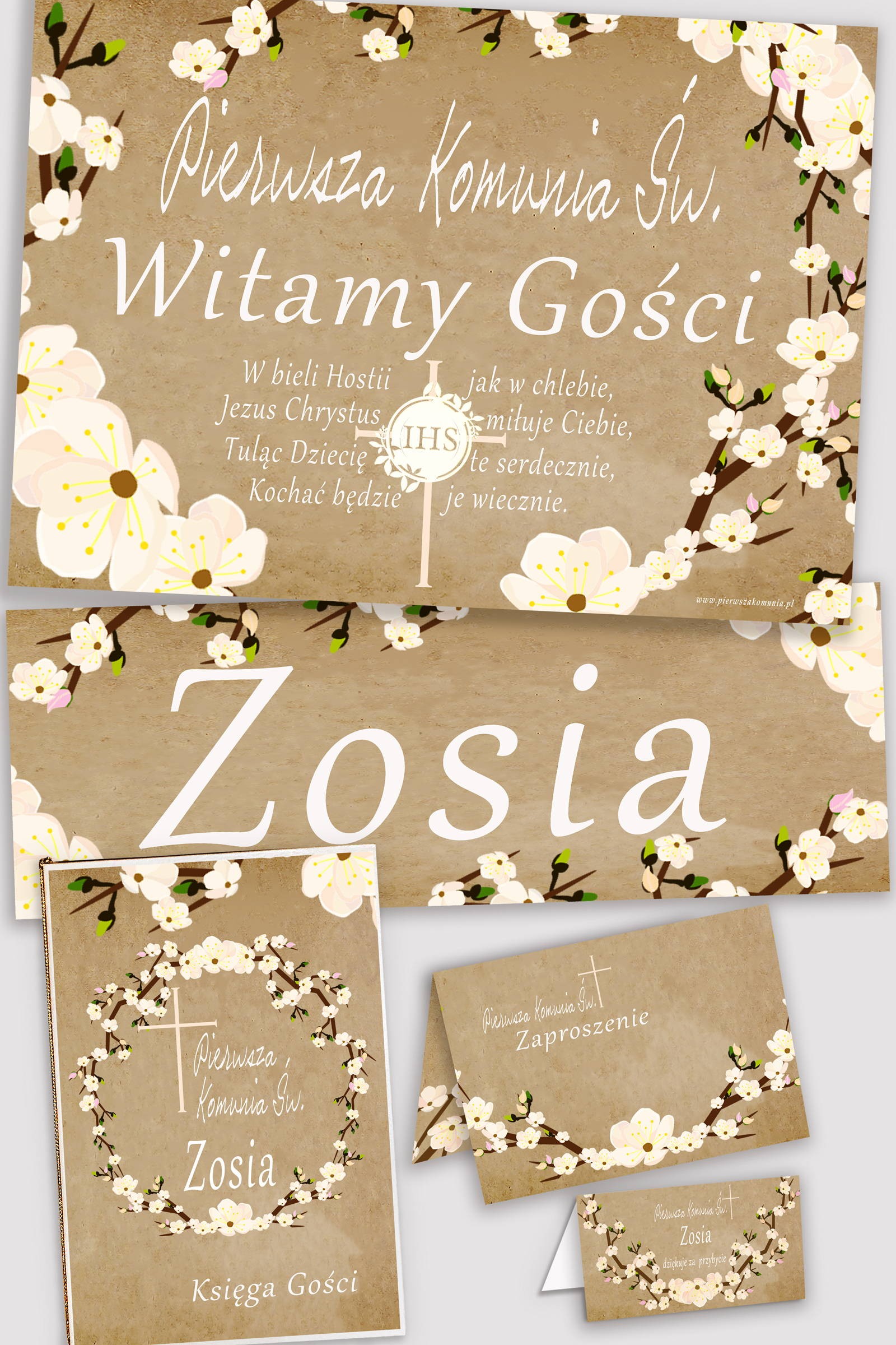 Personalized decorative communion set - Parchment orchard Personalized decorative communion set - Parchment orchard - obraz 0