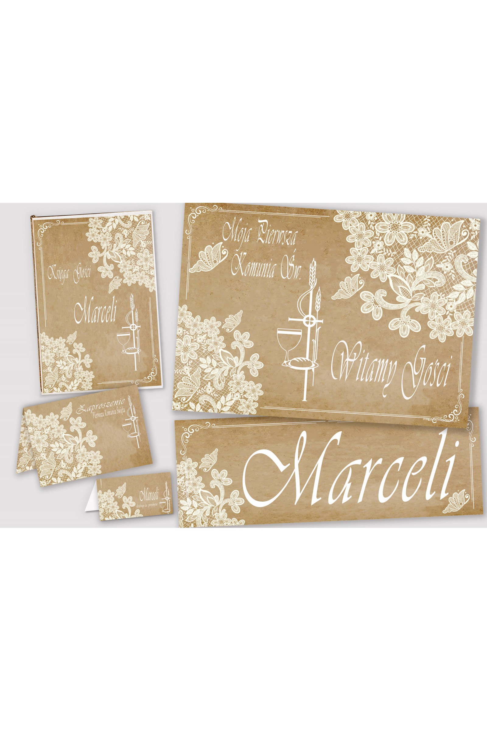 Personalized decorative communion set - Parchment butterfly Personalized decorative communion set - Parchment butterfly - obraz 1