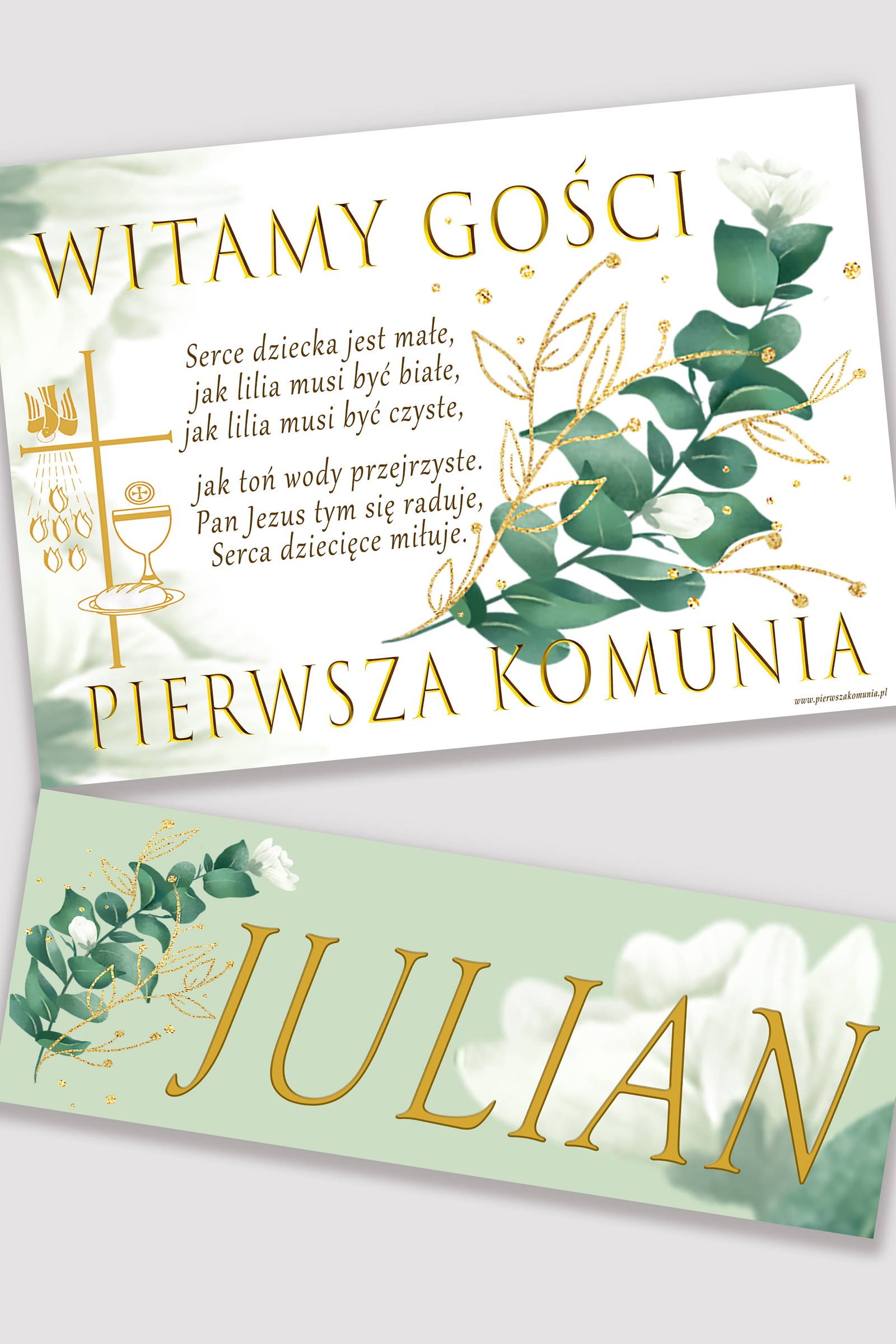 Personalized communion poster with name - White petal - obraz 0