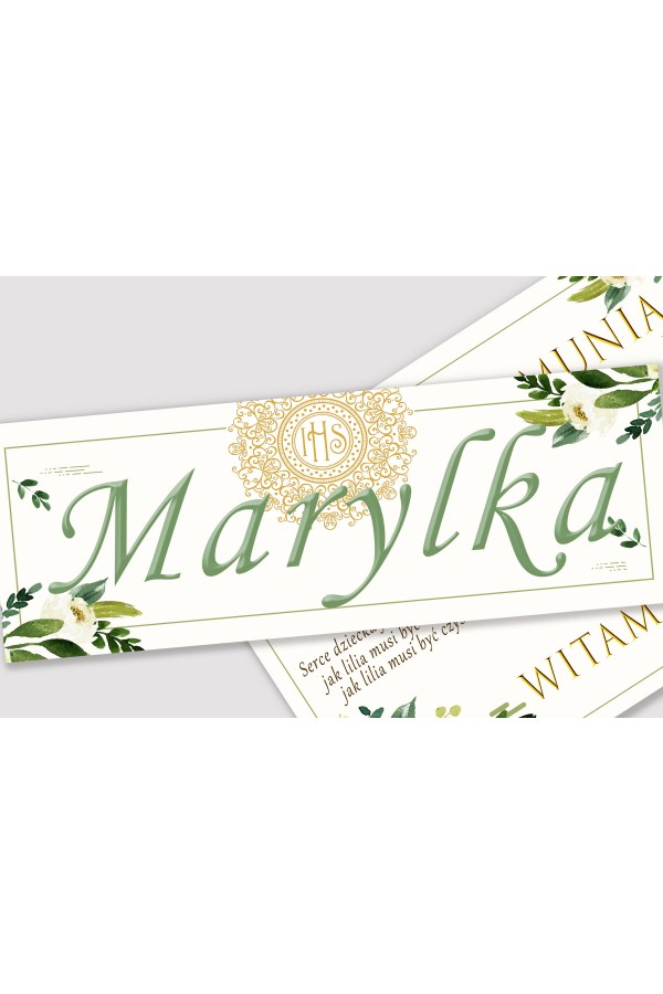 Personalized communion poster with name - White bouquet Personalized communion poster with name - White bouquet - obraz 1