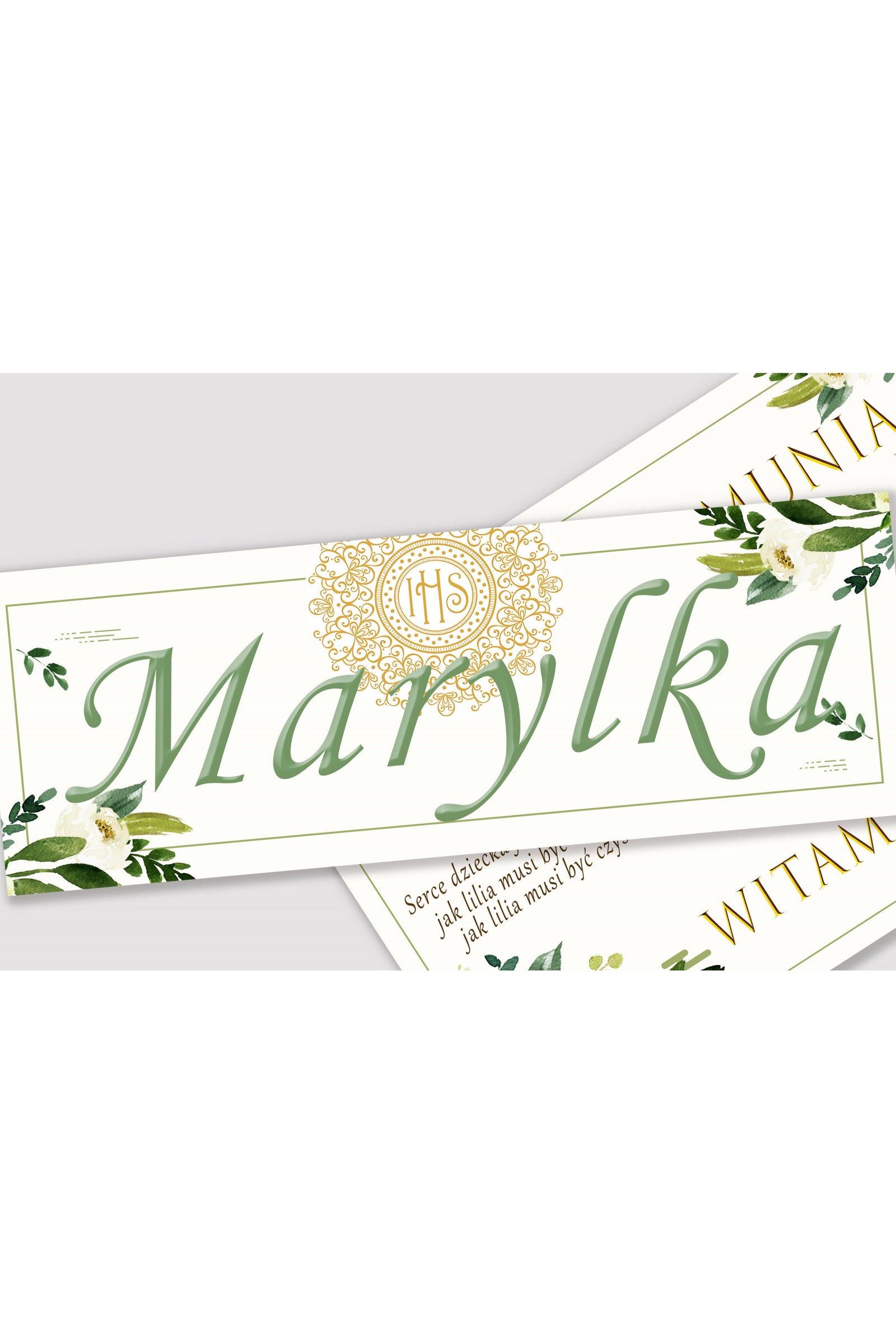 Personalized communion poster with name - White bouquet Personalized communion poster with name - White bouquet - obraz 1