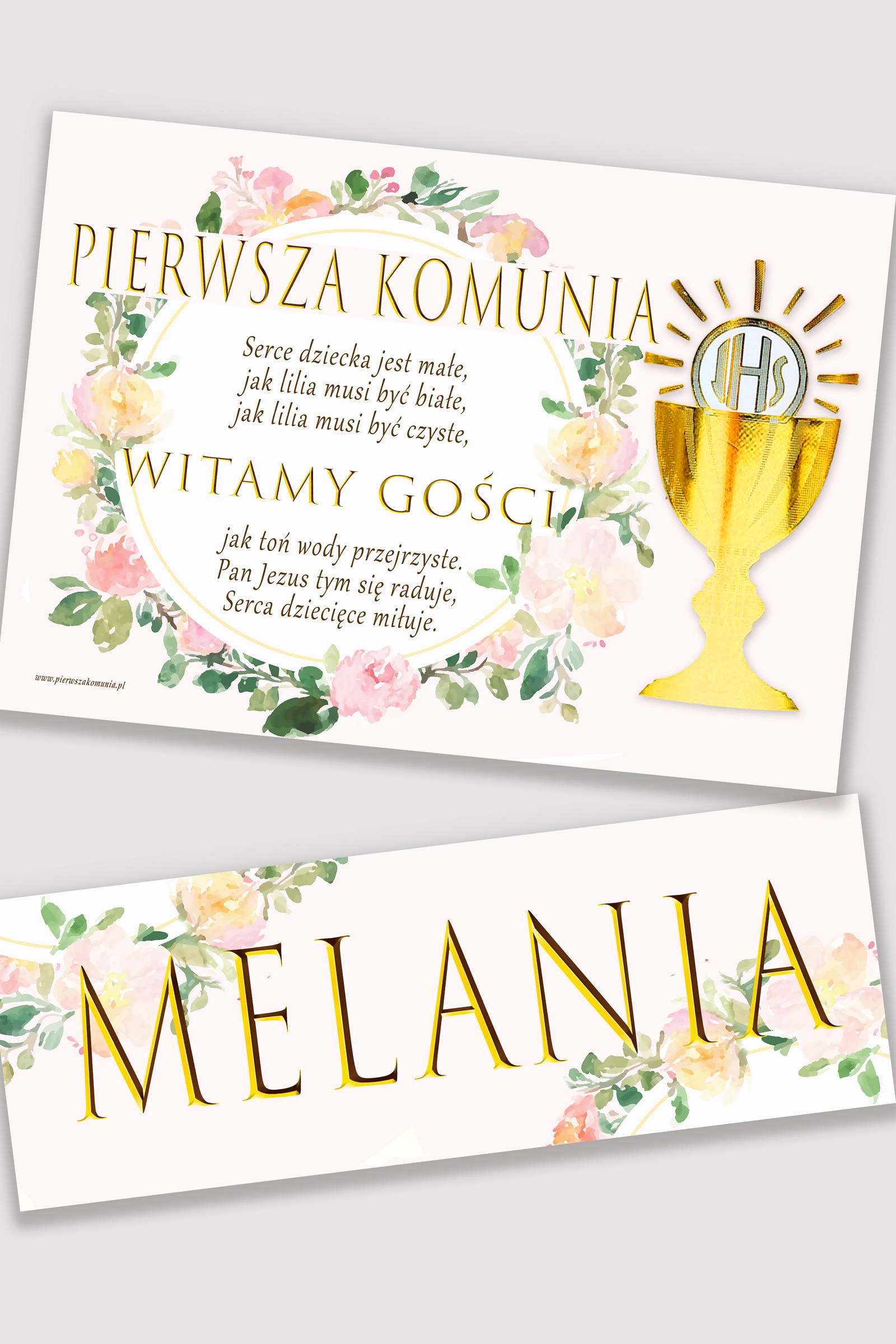 Personalized communion poster with name - Watercolor pink Personalized communion poster with name - Watercolor pink - obraz 0
