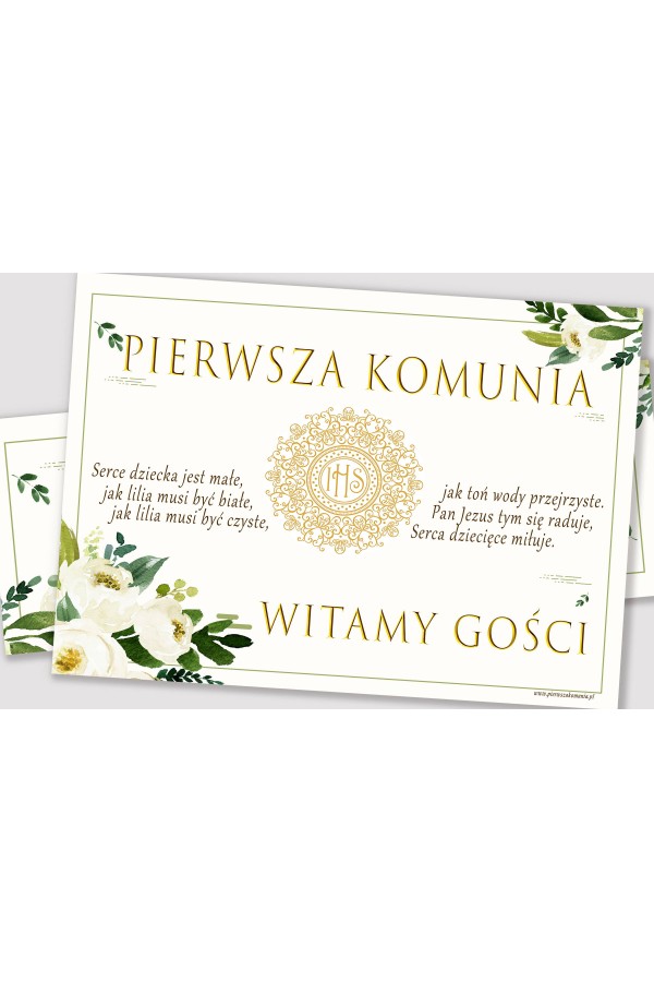 Personalized communion poster with name - White bouquet Personalized communion poster with name - White bouquet - obraz 2