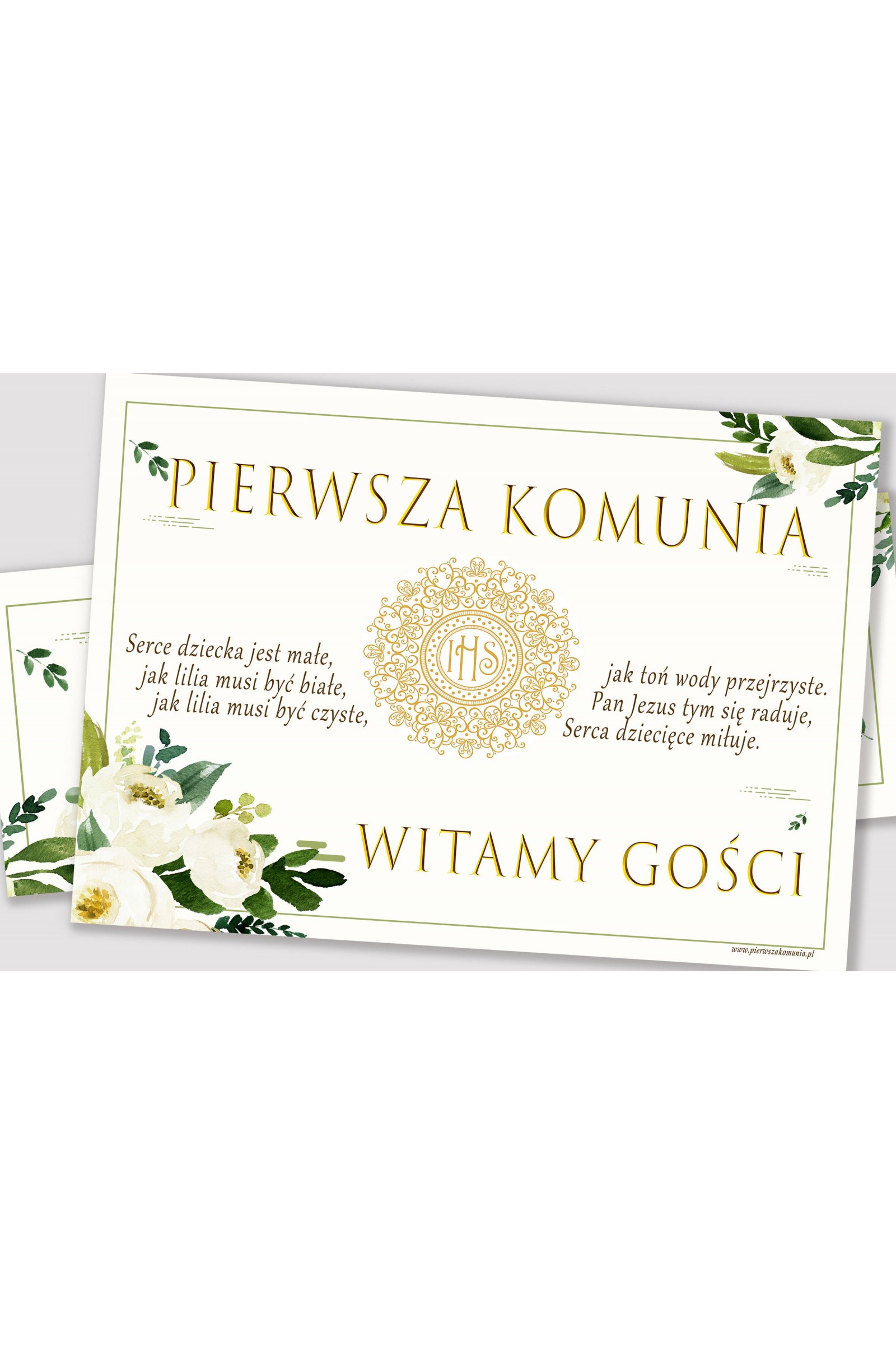 Personalized communion poster with name - White bouquet Personalized communion poster with name - White bouquet - obraz 2