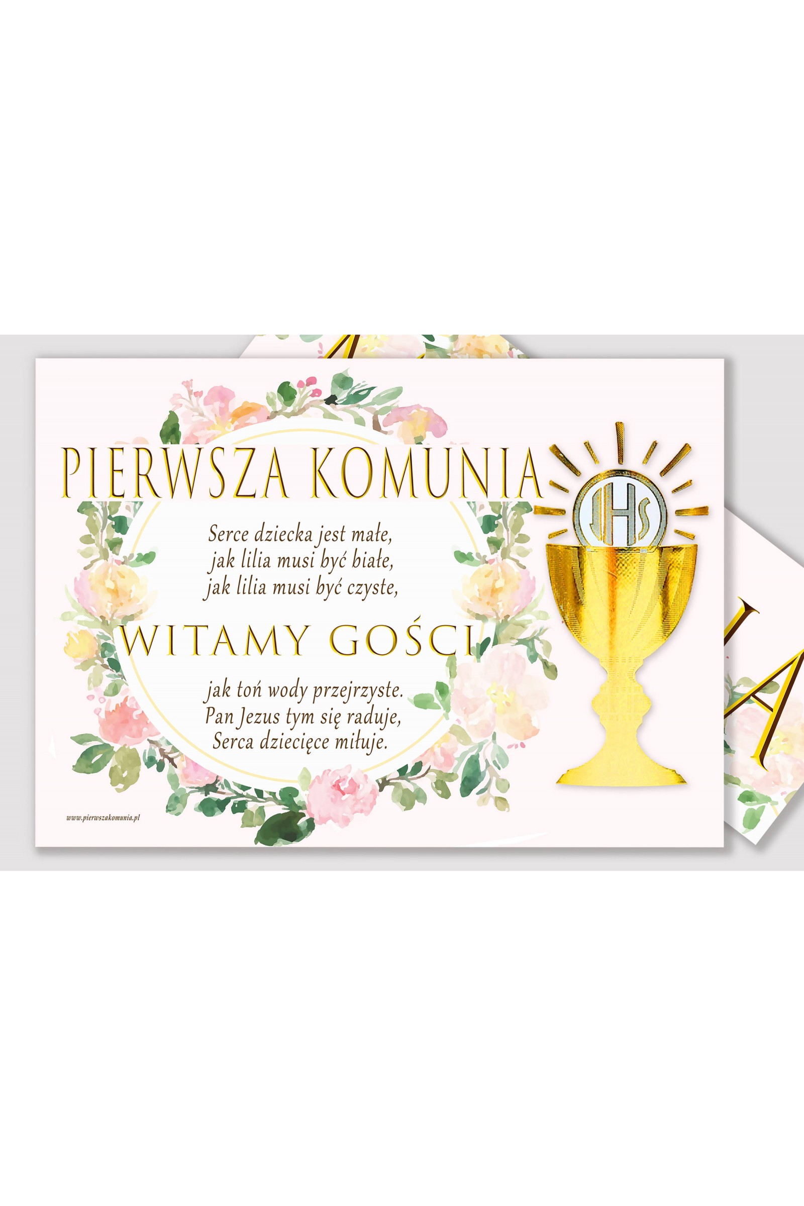 Personalized communion poster with name - Watercolor pink Personalized communion poster with name - Watercolor pink - obraz 2