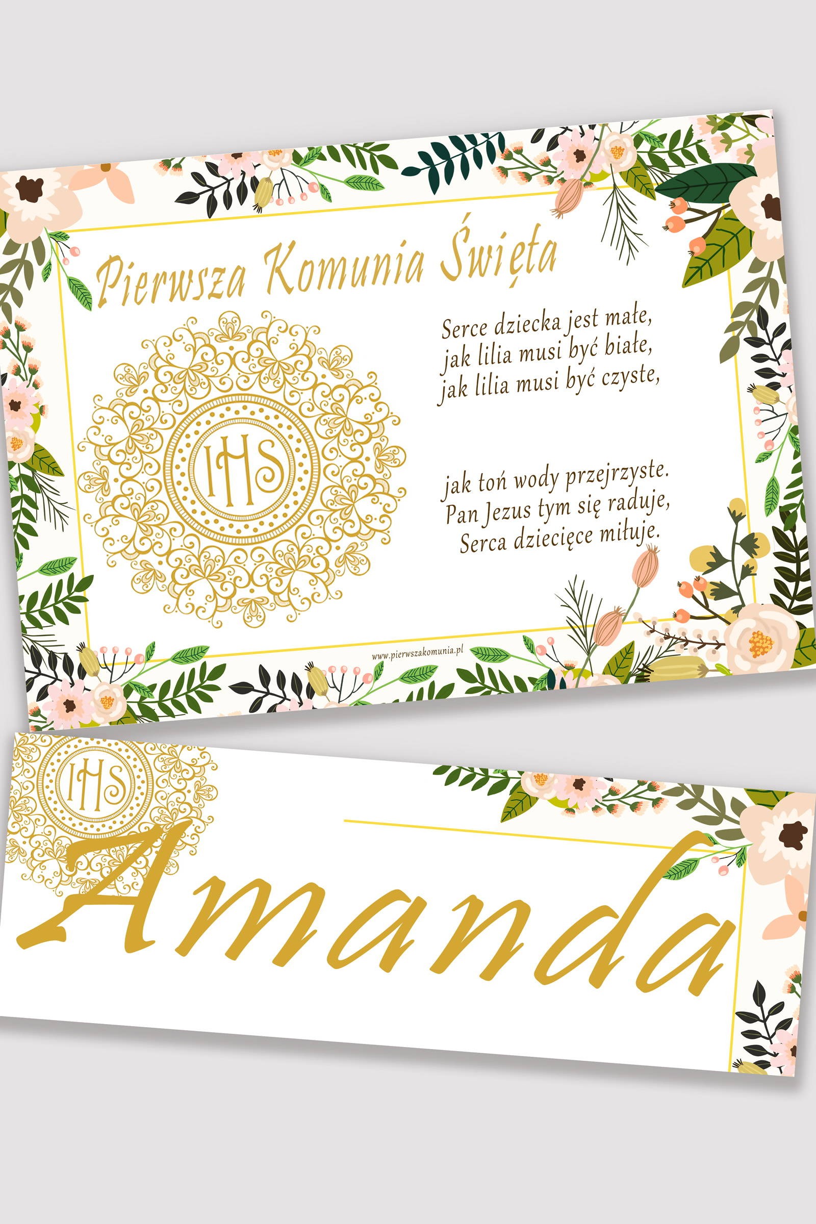 Personalized communion poster with name - Pastel poppies Personalized communion poster with name - Pastel poppies - obraz 0